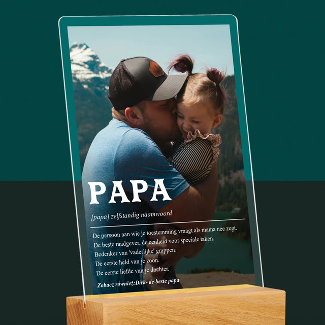 Foto En Handtekening: Definitie Papa - Afdruk Op Acrylglas (Verticaal)