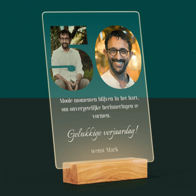 Woord Van Foto'S: 50E Verjaardag - Afdruk Op Acrylglas (Verticaal)