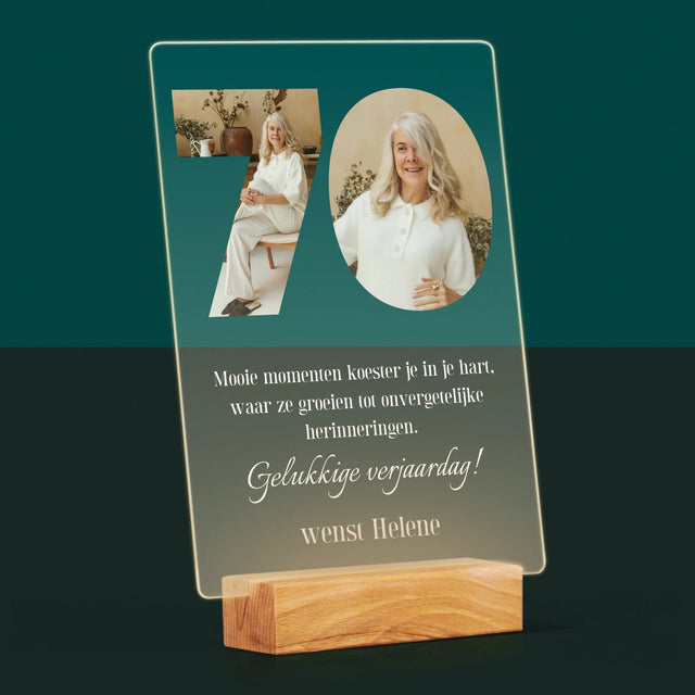 Woord Van Foto'S: 70E Verjaardag - Afdruk Op Acrylglas (Verticaal)