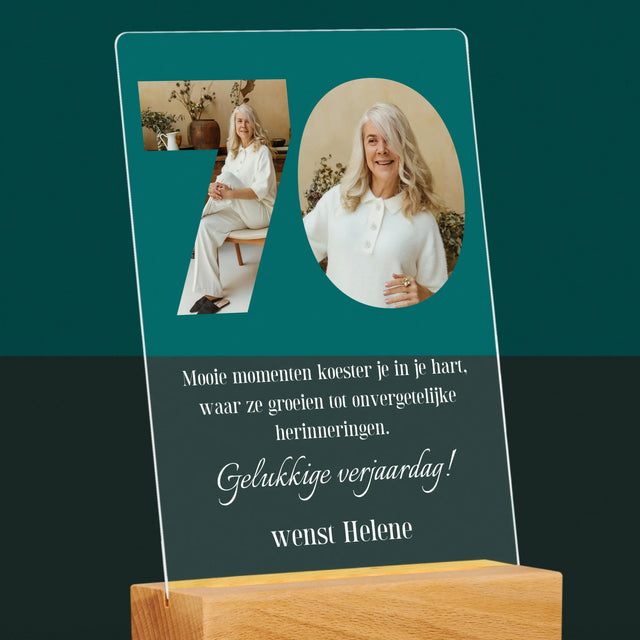 Woord Van Foto'S: 70E Verjaardag - Afdruk Op Acrylglas (Verticaal)