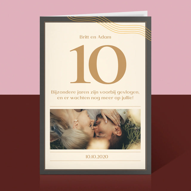 Foto En Handtekening: 10De Huwelijksverjaardag - Wenskaart