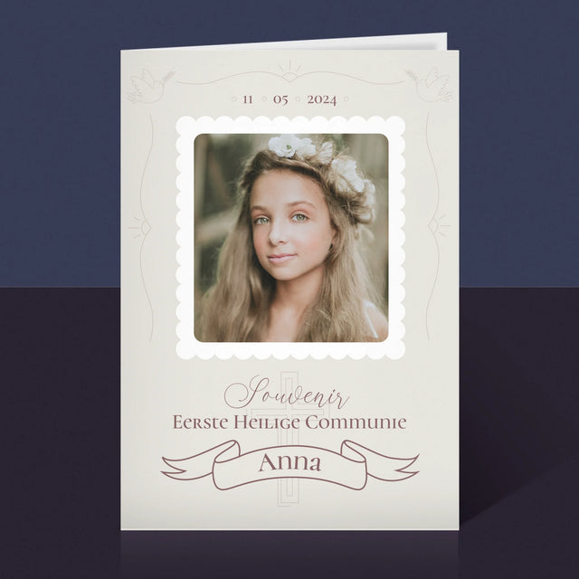 Foto En Handtekening: Eerste Communie Duifjes - Wenskaart