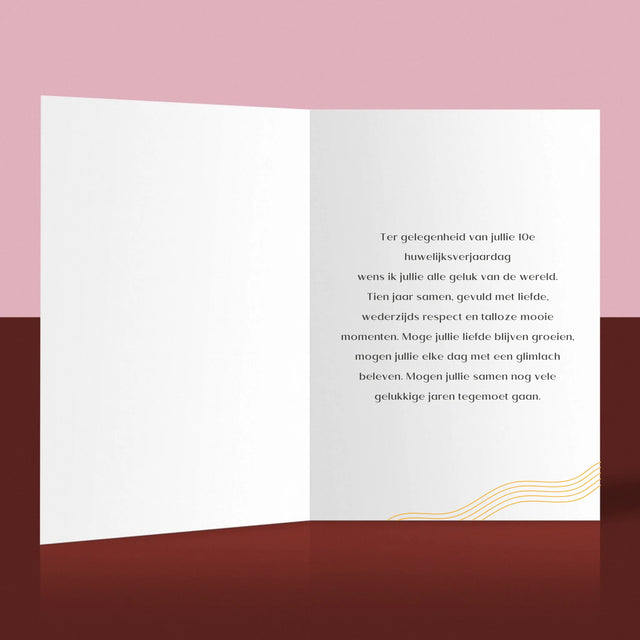 Foto En Handtekening: 10De Huwelijksverjaardag - Wenskaart