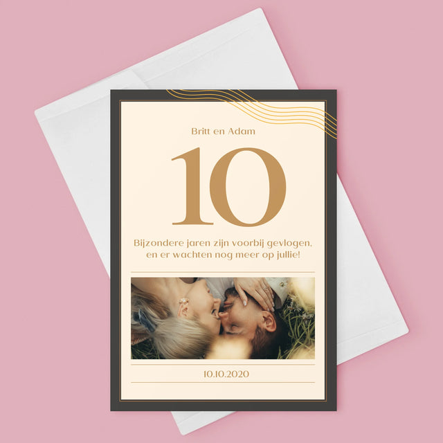 Foto En Handtekening: 10De Huwelijksverjaardag - Wenskaart