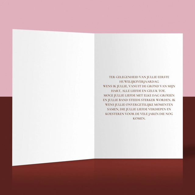 Foto En Handtekening: Eerste Huwelijksverjaardag - Wenskaart
