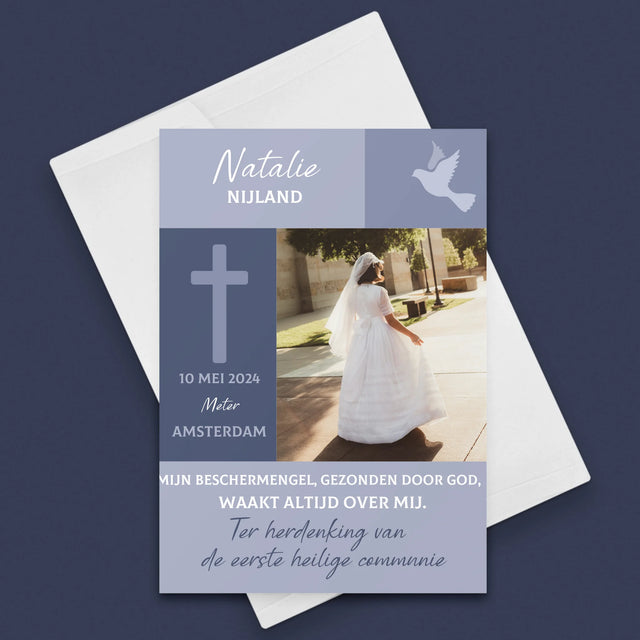 Foto En Handtekening: Communie, Beschermengel - Wenskaart