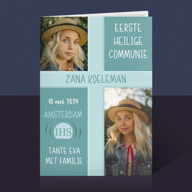 Fotocollage: Eerste Communie - Wenskaart
