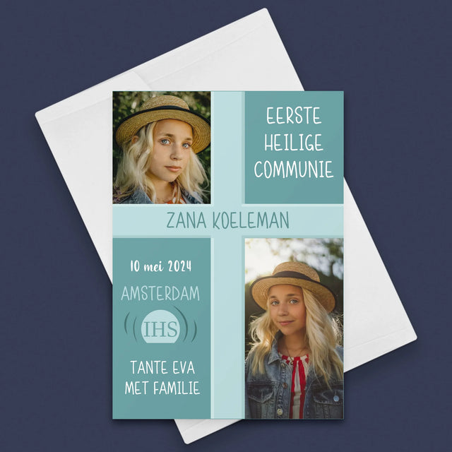 Fotocollage: Eerste Communie - Wenskaart