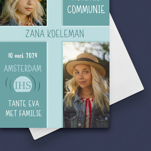 Fotocollage: Eerste Communie - Wenskaart