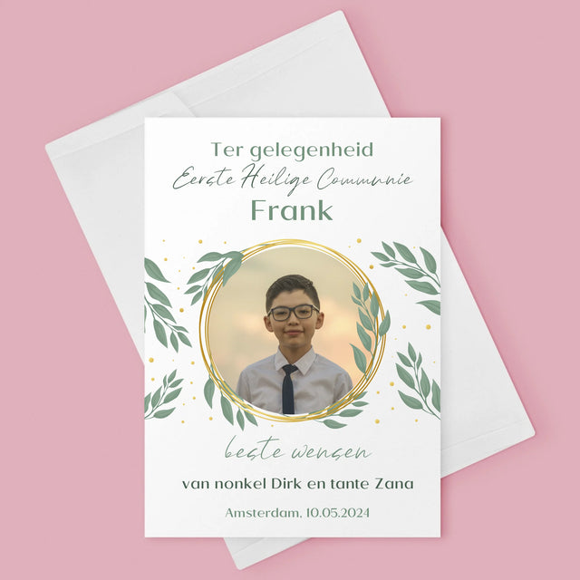 Foto En Handtekening: Ter Gelegenheid Van Eerste Heilige Communie - Wenskaart