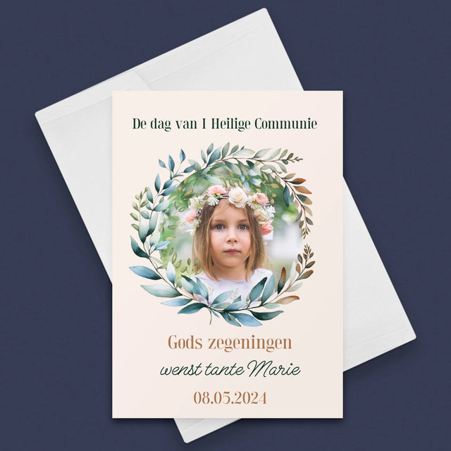 Foto En Handtekening: Op De Dag Van I Heilige Communie - Wenskaart