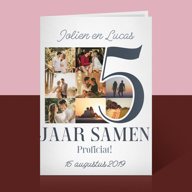 Fotocollage: 5 Jaar Samen - Wenskaart