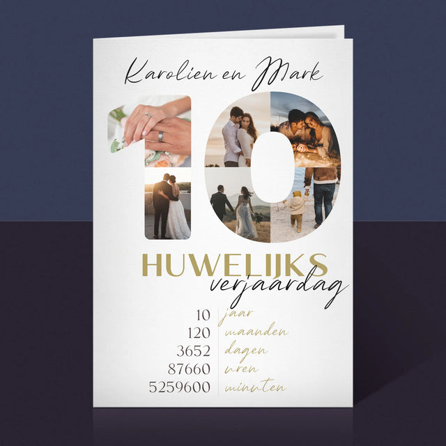 Woord Van Foto'S: 10De Huwelijksverjaardag - Wenskaart