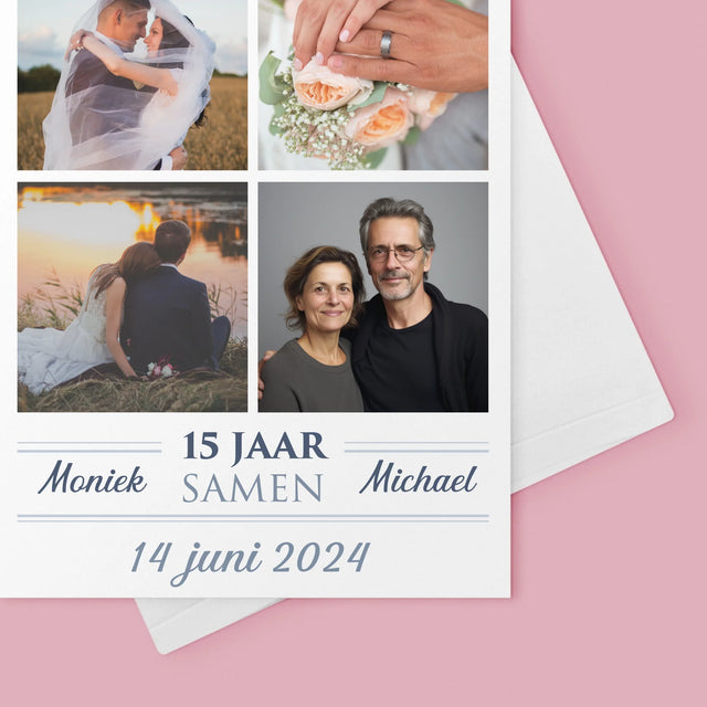 Fotocollage: 15 Jaar Samen - Wenskaart