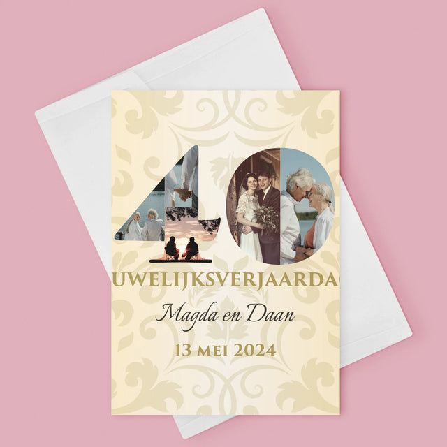 Woord Van Foto'S: 40Ste Huwelijksverjaardag - Wenskaart