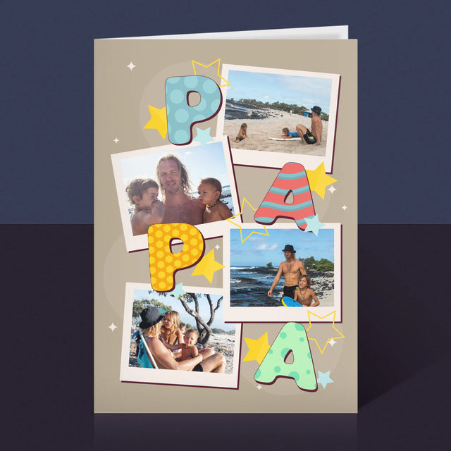 Fotocollage: Letters Papa - Wenskaart