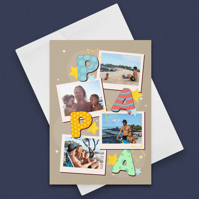 Fotocollage: Letters Papa - Wenskaart