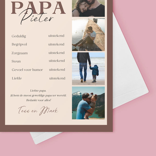 Fotocollage: Getuigschrift Van Voorbeeldige Papa - Wenskaart