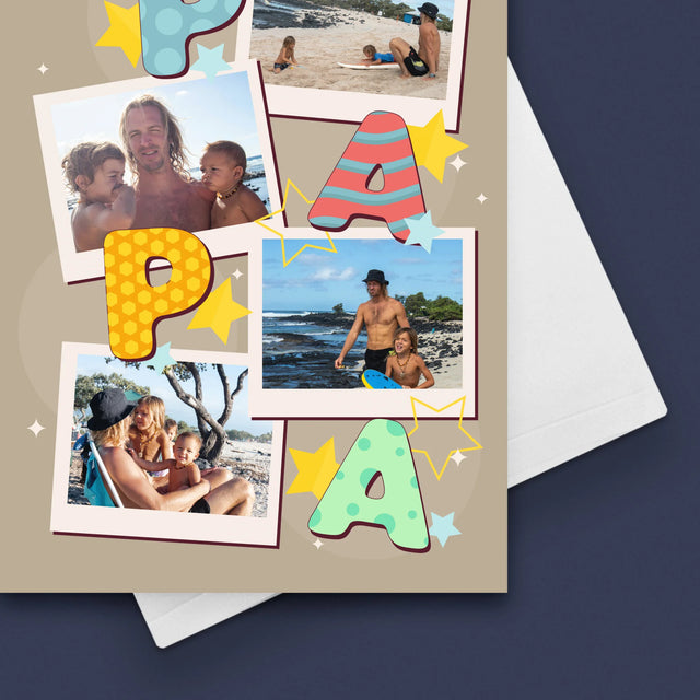 Fotocollage: Letters Papa - Wenskaart