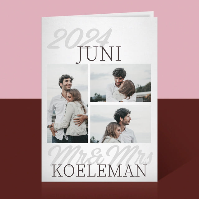 Fotocollage: Mr&Mrs Datum - Wenskaart