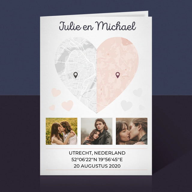 Stadsplastadsplattegrond: Twee Halve Hartjes - Wenskaart