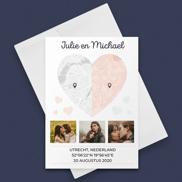 Stadsplastadsplattegrond: Twee Halve Hartjes - Wenskaart