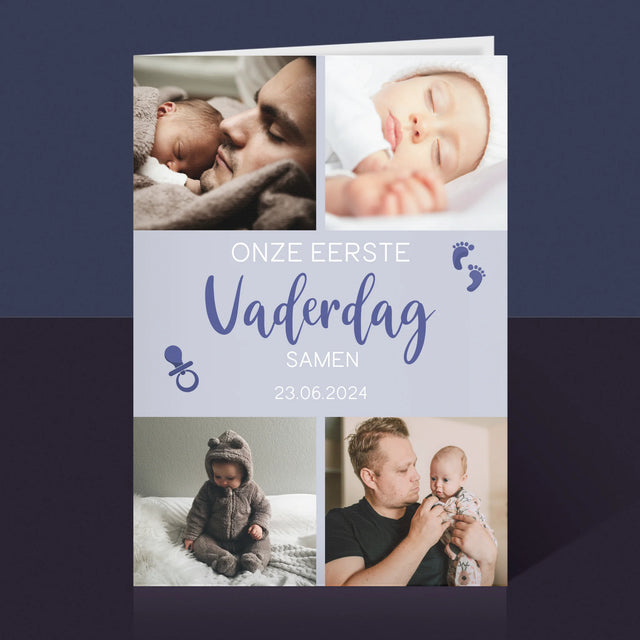 Fotocollage: Onze Eerste Vaderdag - Wenskaart
