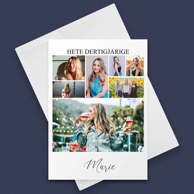 Fotocollage: Hete Dertigjarige - Wenskaart