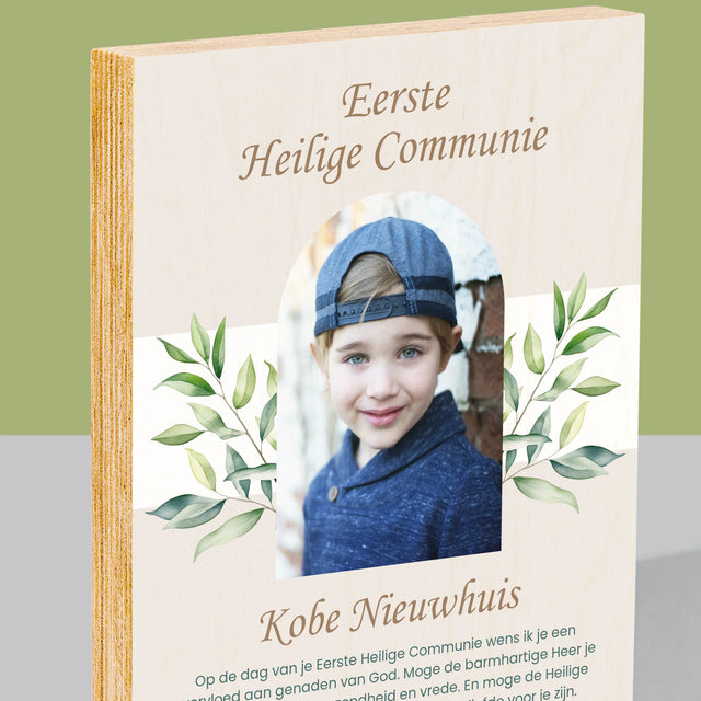 Foto En Handtekening: Eerste Heilige Communie - Afdruk Op Hout (Verticaal)