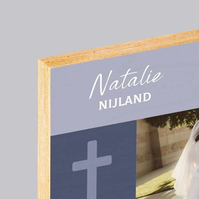 Foto En Handtekening: Communie, Beschermengel - Afdruk Op Hout (Verticaal)