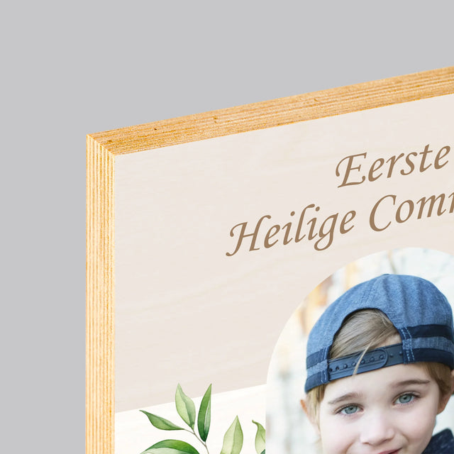 Foto En Handtekening: Eerste Heilige Communie - Afdruk Op Hout (Verticaal)