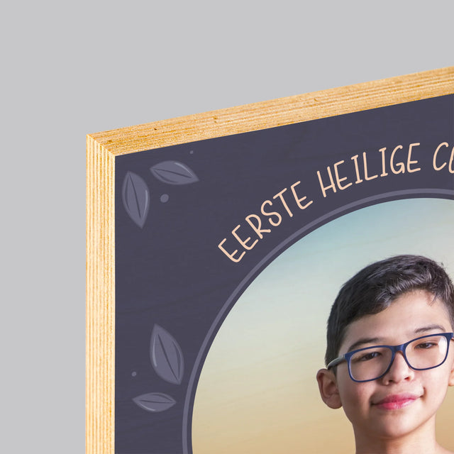 Foto En Handtekening: Eerste Heilige Communie - Afdruk Op Hout (Verticaal)