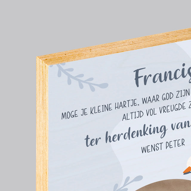 Foto En Handtekening: Wensen, Ter Herdenking Van De Doop - Afdruk Op Hout (Verticaal)