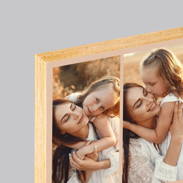 Fotocollage: M Zoals Mama - Afdruk Op Hout (Verticaal)