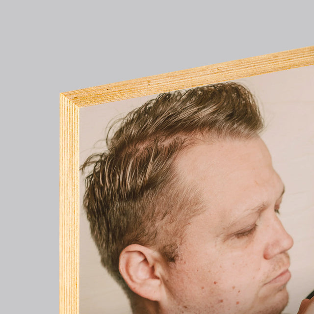 Foto En Handtekening: Eerste Vaderdag - Afdruk Op Hout (Verticaal)