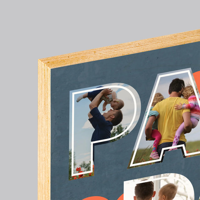 Fotocollage: Papa Is De Beste - Afdruk Op Hout (Verticaal)