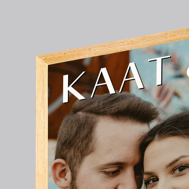 Foto En Handtekening: Namen, Trouw - Afdruk Op Hout (Verticaal)