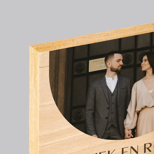 Fotocollage: Trouwdag - Afdruk Op Hout (Verticaal)