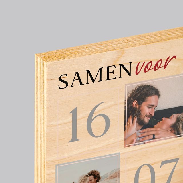 Fotocollage: Samen Voor Altijd - Afdruk Op Hout (Verticaal)