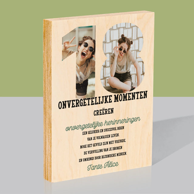 Woord Van Foto'S: 18De Verjaardag - Afdruk Op Hout (Verticaal)