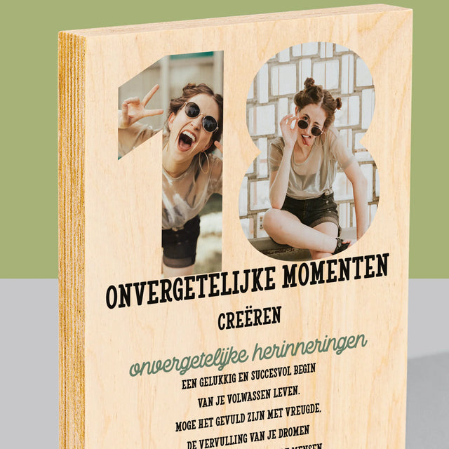 Woord Van Foto'S: 18De Verjaardag - Afdruk Op Hout (Verticaal)