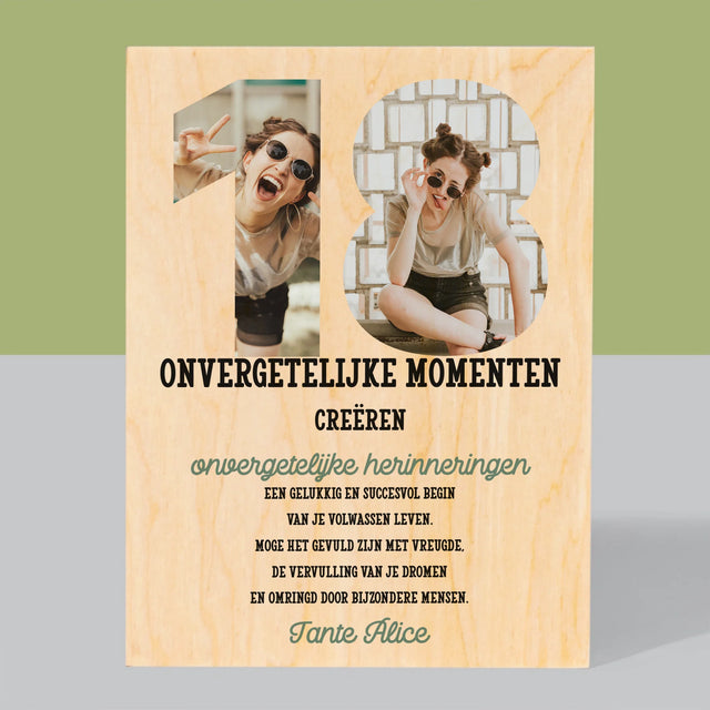 Woord Van Foto'S: 18De Verjaardag - Afdruk Op Hout (Verticaal)