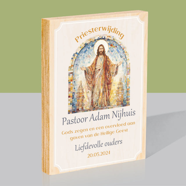 Naam En Handtekening : Priesterwijding - Afdruk Op Hout (Verticaal)