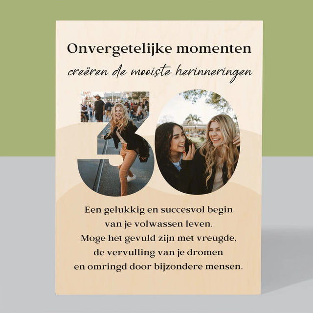 Woord Van Foto'S: 30E Verjaardag - Afdruk Op Hout (Verticaal)