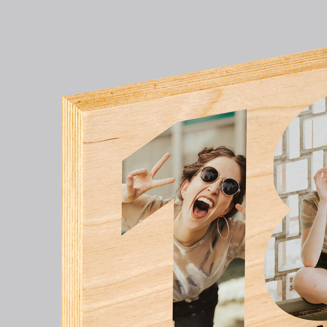 Woord Van Foto'S: 18De Verjaardag - Afdruk Op Hout (Verticaal)