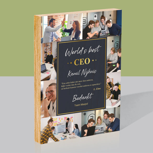 Fotocollage: World’S Best Ceo - Afdruk Op Hout (Verticaal)
