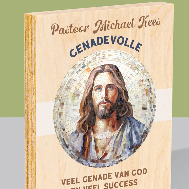 Naam En Handtekening : Genadevolle Priester - Afdruk Op Hout (Verticaal)