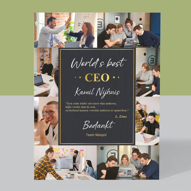 Fotocollage: World’S Best Ceo - Afdruk Op Hout (Verticaal)