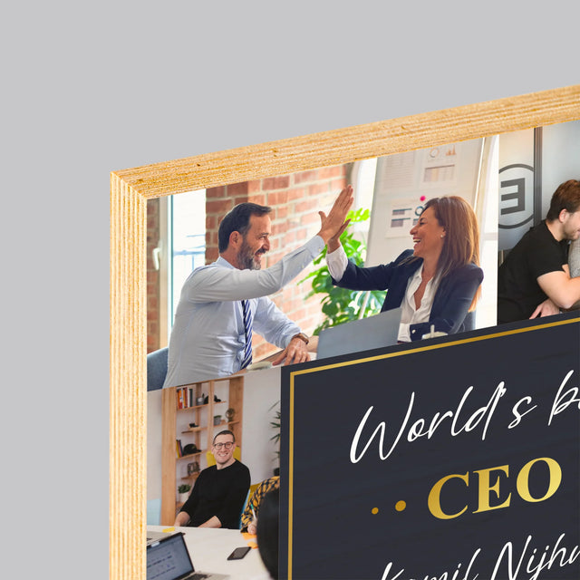 Fotocollage: World’S Best Ceo - Afdruk Op Hout (Verticaal)