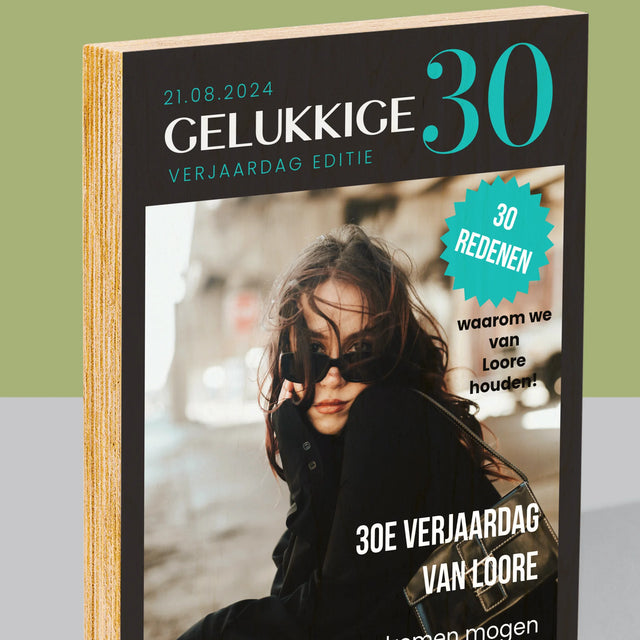 Omslag Van Tijdschrift: Gelukkige 30 - Afdruk Op Hout (Verticaal)